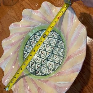 MACKENZIE CHILDS FLUTED BEARDED IRIS LARGE SERVING BOWL